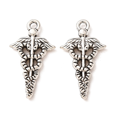 Tibetan Style Alloy Pendants, Wing with Snake Charms