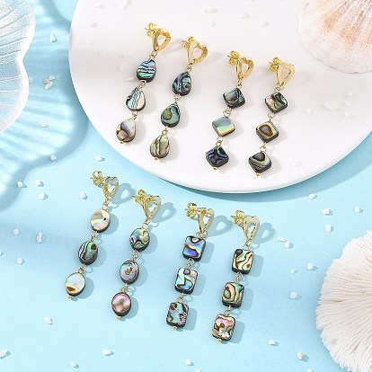 Boucles d'oreilles pendantes en nacre d'ormeau naturelle, 201 boucles d'oreilles en acier inoxydable pour femmes