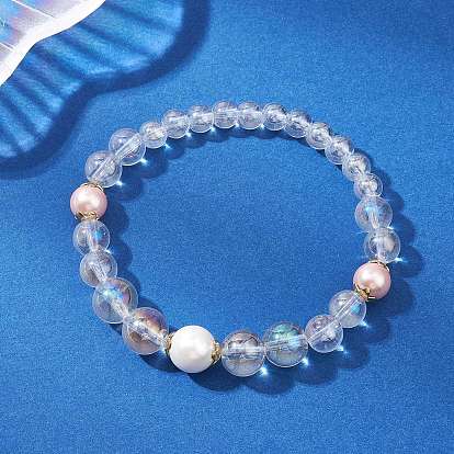 Женские браслеты из стеклянных и ракушечных бусин с эластичным бисером