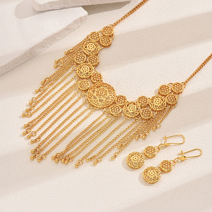 Изысканные комплекты из колье и серег с круглыми кисточками из сплава в ближневосточном стиле для женщин