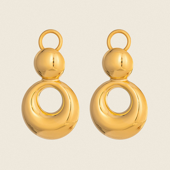 304 Stainless Steel Stud Earrings for Women, Double Ring
