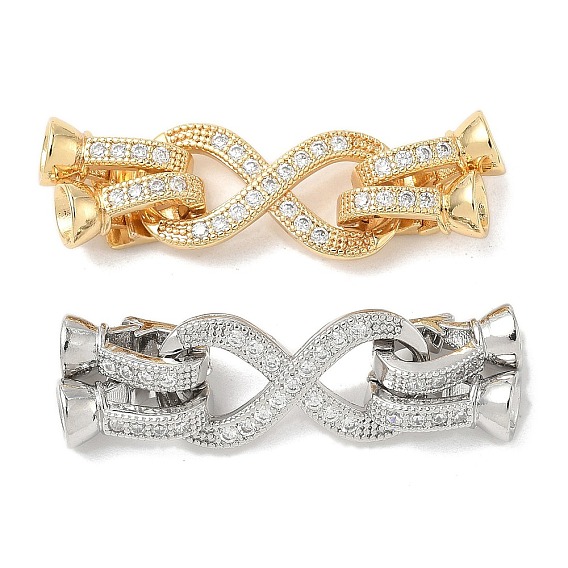 Латунное микропейв, прозрачный кубический цирконий, складные застежки, без кадмия, без никеля и без свинца, бесконечность