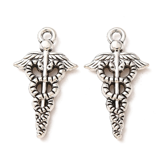 Tibetan Style Alloy Pendants, Wing with Snake Charms