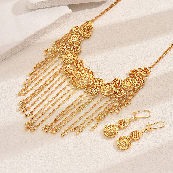 Изысканные комплекты из колье и серег с круглыми кисточками из сплава в ближневосточном стиле для женщин