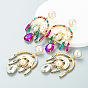 Bohemian Style Colorful Pearl Earrings with Glass Diamonds for Women