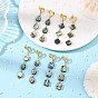Natural Abalone Shell/Paua Shell Stud Dangle Earrings, 201 Stainless Steel Stud Earrings for Women