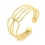 Rack Plating Brass Multi-Strand Open Cuff Bangles for Women, Cadmium Free & Lead Free, Long-Lasting Plated