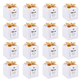 40Pcs Cardboard Candy Packing Boxes, Square with Flower and Cards