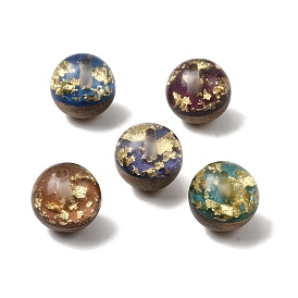 Ореховое дерево с бусинами из золотой фольги из смолы, круглые