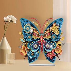 DIY Butterfly Diamond Painting Kit, Including Resin Rhinestones Bag, Diamond Sticky Pen, Tray Plate and Glue Clay