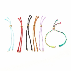 Pulsera de cordón trenzado de hilo de nylon trenzado, con baño de iones (ip) 202 perlas de acero inoxidable, para hacer pulseras deslizantes