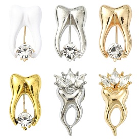 6 шт. 6 цвета зуб сплава стразы броши для рюкзака одежды