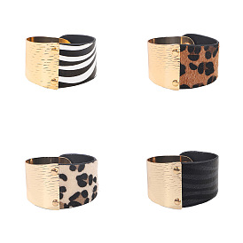 Bracelet en cuir imprimé léopard ethnique vintage pour homme et femme