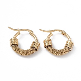 Vacuum Plating 201 Stainless Steel Hoop Earrings for Women, with 304 Stainless Steel Pin, Chain Shaped Ring
