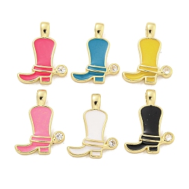 Brass with Cubic Zirconia with Enamel Pendant, Long-Lasting Plated, Lead Free & Cadmium Free, Shoes
