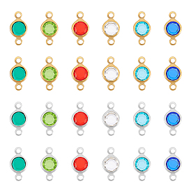 72 шт. 12 цвета 304 нержавеющая сталь со стеклянными подвесками, плоские круглые ссылки