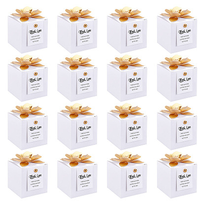 40Pcs Cardboard Candy Packing Boxes, Square with Flower and Cards