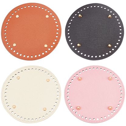 PU Leather Knitting Crochet Bags Nail Bottom Shaper Pad, Bag Cushion Base, with Alloy Nail, Bag Bottom Accessories, Flat Round
