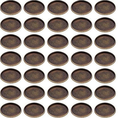 50 чашечки безеля из латуни в тибетском стиле с гладкими краями, кабошон настройки, плоско-круглые