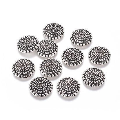 Тибетский сплав стиля apetalous крышки шарика,, без кадмия и без свинца, 15x4 мм, отверстие : 2 мм
