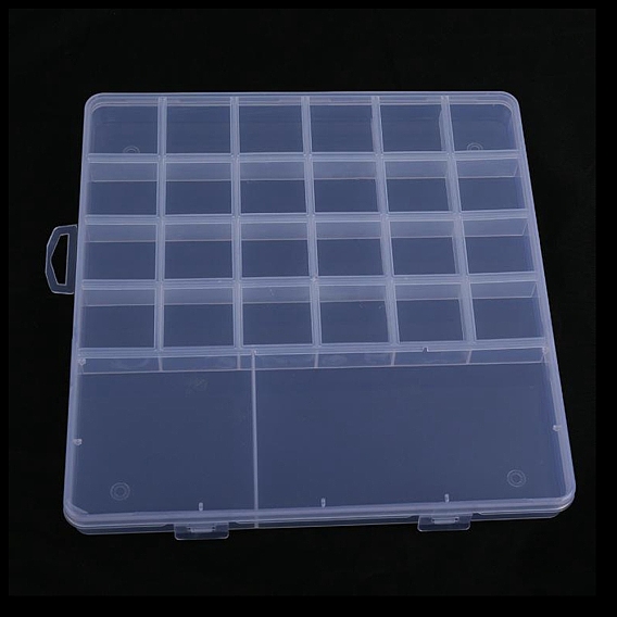 Transparent Plastic Bead Containers, with 26 Compartments, for DIY Art Craft, Nail Diamonds, Bead Storage, Rectangle