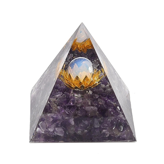 Orgonite Pyramid Resin Energy Generators, Reiki Natural Quartz Chips Inside for Home Office Desk Decoration