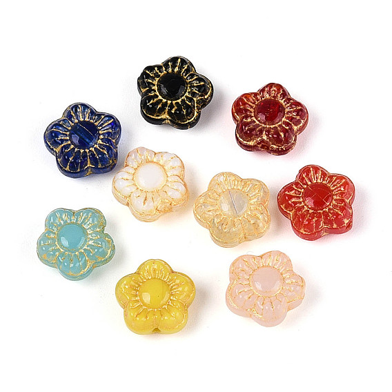 Нити стеклянных бусин смешанных стилей, цветок, золотой металл обвитыми