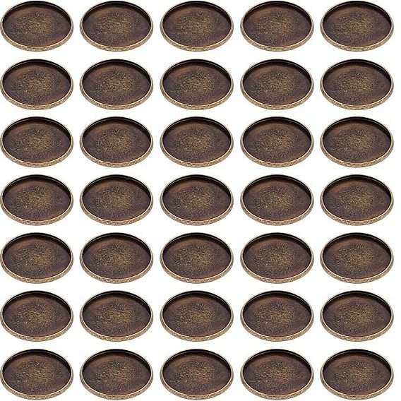 50 чашечки безеля из латуни в тибетском стиле с гладкими краями, кабошон настройки, плоско-круглые