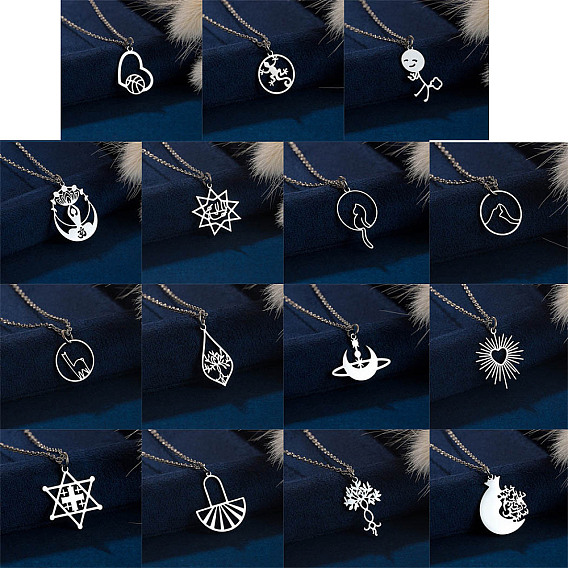 304 подвески из нержавеющей стали с лазерной резкой, золотой / нержавеющая сталь цвета