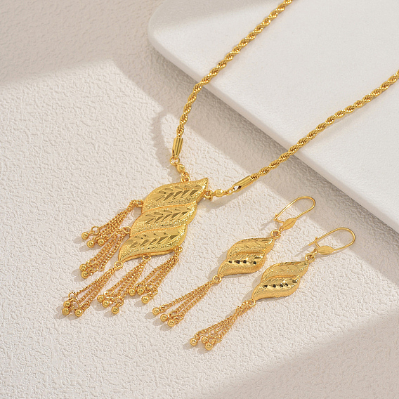 Комплекты из серег и ожерелий с ромбами и кисточками для женщин