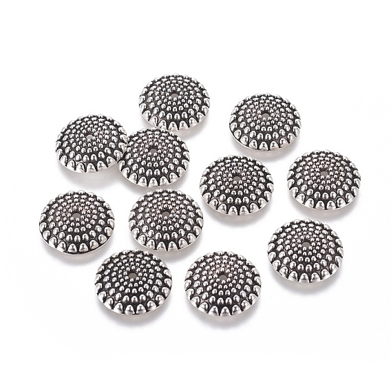 Тибетский сплав стиля apetalous крышки шарика,, без кадмия и без свинца, 15x4 мм, отверстие : 2 мм