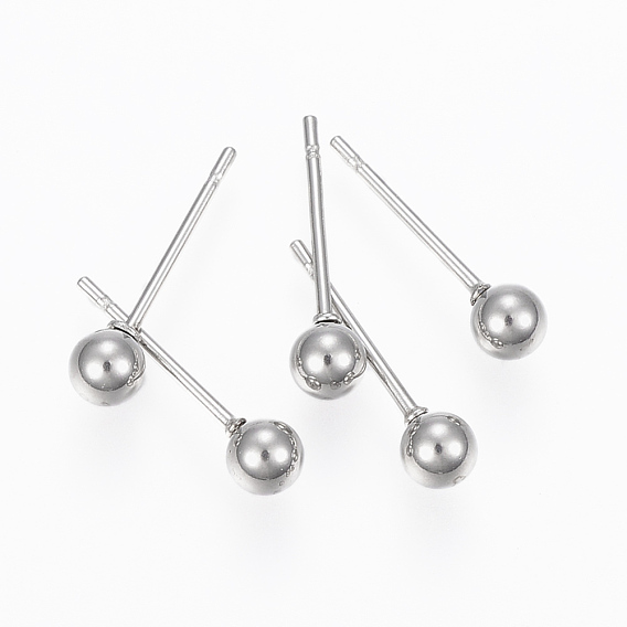 201 Stainless Steel Ball Stud Earrings, with 304 Stainless Steel Pin, Hypoallergenic Earrings