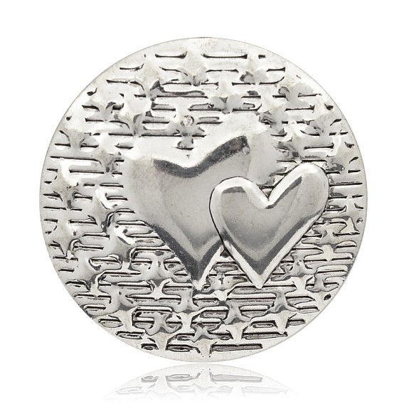 Carved Heart Iron Flat Round Pendants, 45x3mm, Hole: 5mm