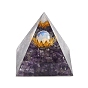 Orgonite Pyramid Resin Energy Generators, Reiki Natural Quartz Chips Inside for Home Office Desk Decoration