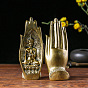 Resin Carved Figurines, for Home Desktop Decoration, Palm with Buddha