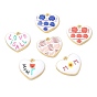 Printed Brass Pendants, Heart Charms, Rack Plating, Long-Lasting Plated, Lead Free & Cadmium Free, Real 18K Gold Plated