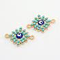 Alloy Resin Links Connectors, Enamel, Rhombus with Evil Eye