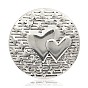 Carved Heart Iron Flat Round Pendants, 45x3mm, Hole: 5mm
