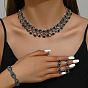 Ожерелья из сплава со стразами и серьги-гвоздики и браслеты наборы, кольцо и глаз
