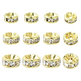 30 piezas 3 estilos 316 cuentas espaciadoras de diamantes de imitación de acero inoxidable quirúrgico, plano y redondo, revestimiento de iones (ip)