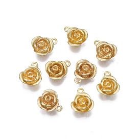 Charmes en laiton, sans nickel, non plaqué, polissage manuel, fleur rose