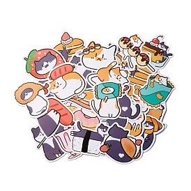 Cartoon Cat Paper Stickers Set, Waterproof Adhesive Label Stickers, for Water Bottles, Laptop, Luggage, Cup, Computer, Mobile Phone, Skateboard, Guitar Stickers Decor