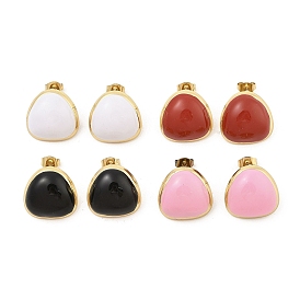 PVD Vacuum Plating Golden 304 Stainless Steel Stud Earrings for Women, with Enamel, Triangle