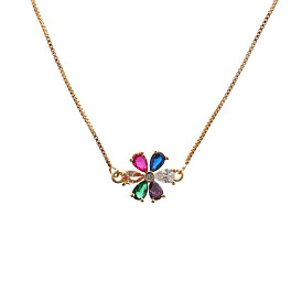 Sparkling Flower Pendant Necklace with Micro Inlaid Zircon for Women