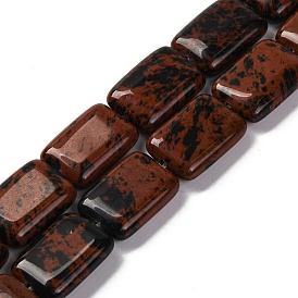 Natural Mahogany Obsidian Beads Strands, Rectangle