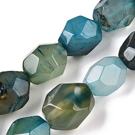 Natural Agate Dyed Beads Strands, Faceted Oval