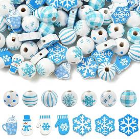 100 шт. 14 стиль Хэллоуин Рождество тема деревянные европейские бусины, бусины с большим отверстием, смешивает форму