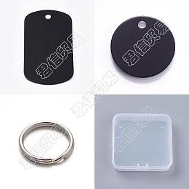 Набор для самостоятельного штампования пустых бирок-брелоков, включая алюминиевые прямоугольные и плоские круглые подвески, 304 брелок из нержавеющей стали