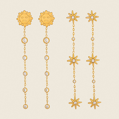 304 серьги из нержавеющей стали из нержавеющей стали, с четким кубического циркония, реальный 18 k позолоченный