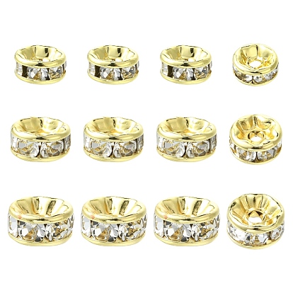 30 piezas 3 estilos 316 cuentas espaciadoras de diamantes de imitación de acero inoxidable quirúrgico, plano y redondo, revestimiento de iones (ip)